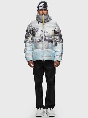 Canada Goose Pale Blue, Gray and White Printed Down Puffer Jacket
